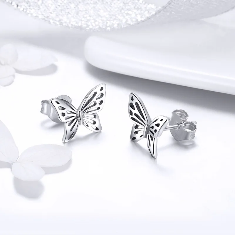 (image for) Pandora Style Silver Butterfly Dream Stud Earrings - SCE452 - View 5