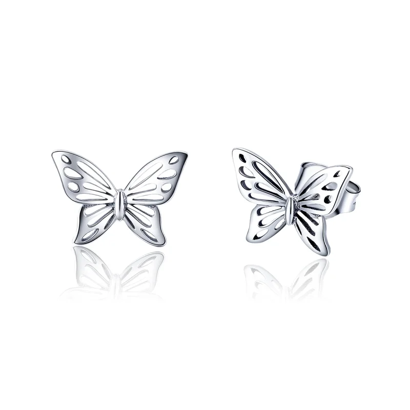 (image for) Pandora Style Silver Butterfly Dream Stud Earrings - SCE452 - Product Image