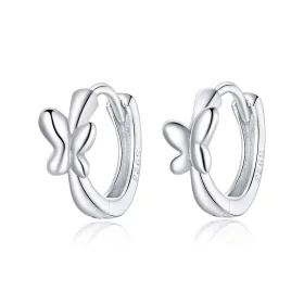 Pandora Style Silver Butterfly Hoop Earrings - SCE1038 Pandora Style Silver Butterfly Hoop Earrings - SCE1038