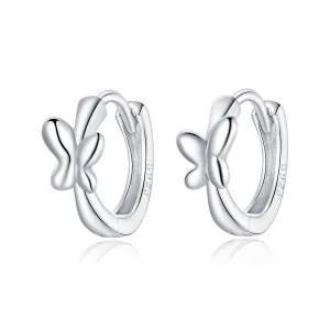 (image for) Pandora Style Silver Butterfly Hoop Earrings - SCE1038