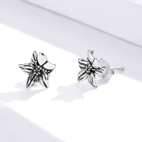 Pandora Style Silver Butterfly Love Flowers Stud Earrings - SCE887 Pandora Style Silver Butterfly Love Flowers Stud Earrings - SCE887