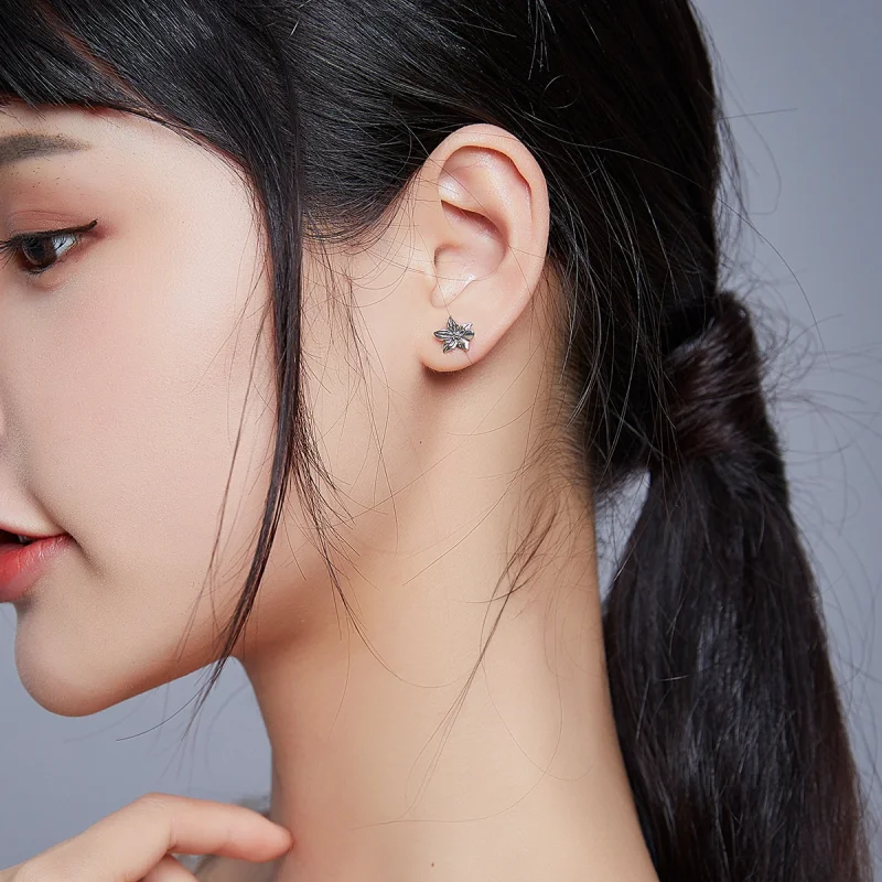 (image for) Pandora Style Silver Butterfly Love Flowers Stud Earrings - SCE887 - View 6