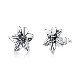 Pandora Style Silver Butterfly Love Flowers Stud Earrings - SCE887 Pandora Style Silver Butterfly Love Flowers Stud Earrings - SCE887