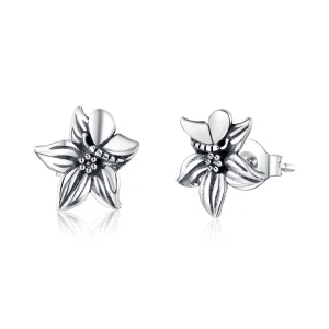 (image for) Pandora Style Silver Butterfly Love Flowers Stud Earrings - SCE887