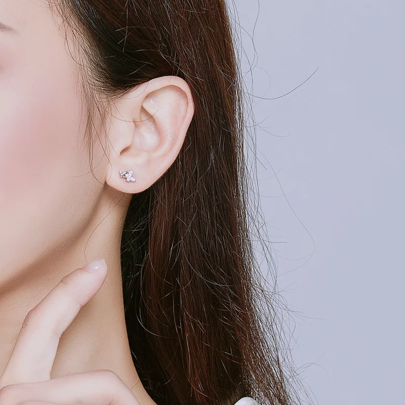 (image for) Pandora Style Silver Butterfly Stud Earrings - BSE236 - View 7