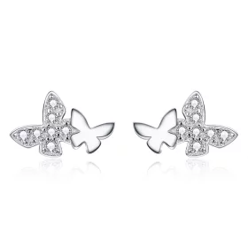 Pandora Style Silver Butterfly Stud Earrings - BSE236