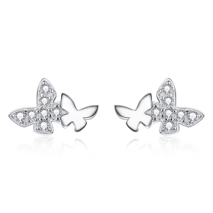 (image for) Pandora Style Silver Butterfly Stud Earrings - BSE236