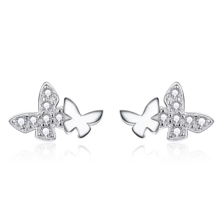 Pandora Style Silver Butterfly Stud Earrings - BSE236