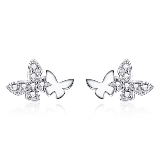 Pandora Style Silver Butterfly Stud Earrings - BSE236