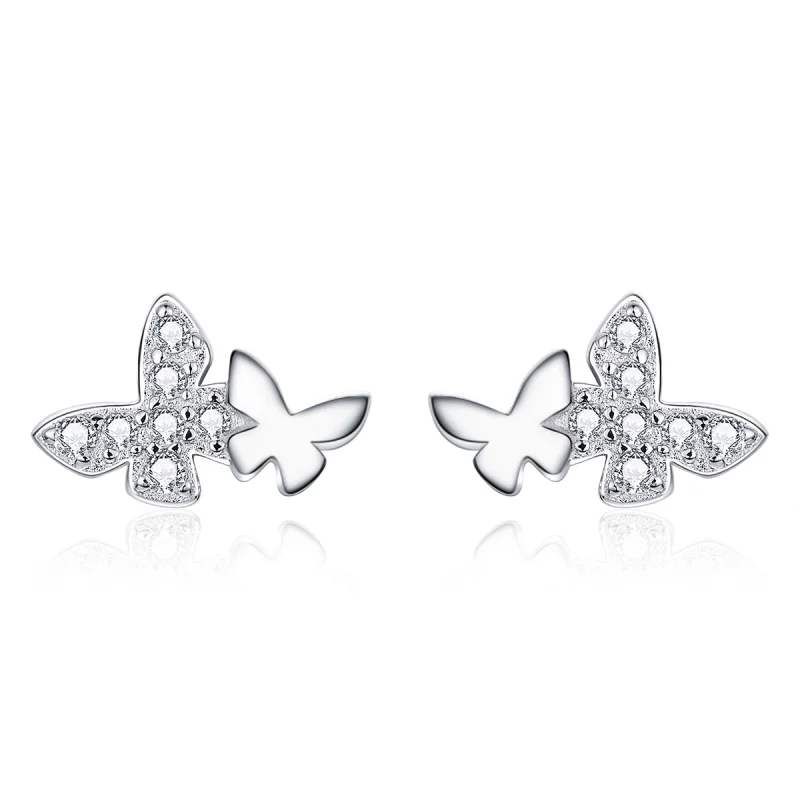 (image for) Pandora Style Silver Butterfly Stud Earrings - BSE236 - Product Image
