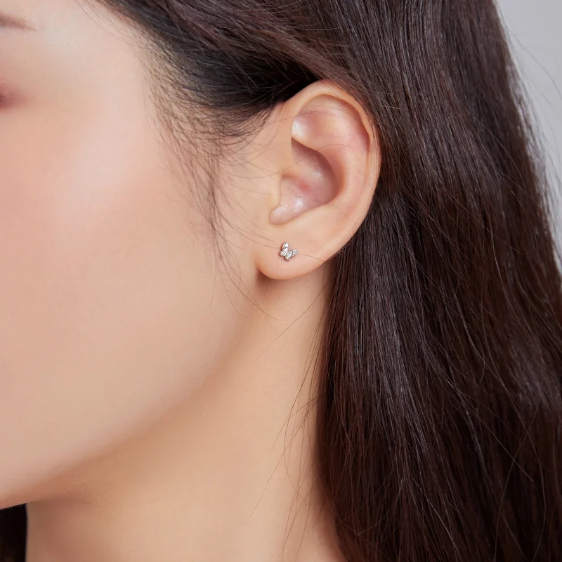 (image for) Pandora Style Silver Butterfly Stud Earrings - SCE1116 - View 5