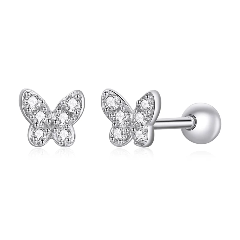 (image for) Pandora Style Silver Butterfly Stud Earrings - SCE1116 - Product Image