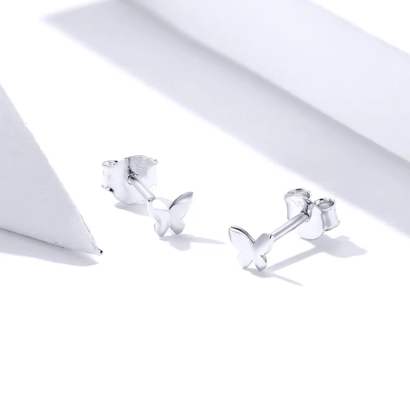 (image for) Pandora Style Silver Butterfly Stud Earrings - SCE775 - View 4