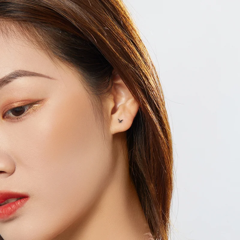 (image for) Pandora Style Silver Butterfly Stud Earrings - SCE775 - View 5