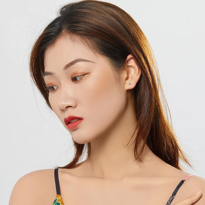 (image for) Pandora Style Silver Butterfly Stud Earrings - SCE775 - View 6