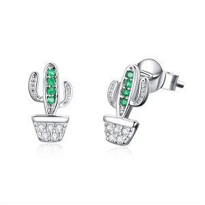 Pandora Style Silver Cactus Stud Earrings - SCE522 (image for) Pandora Style Silver Cactus Stud Earrings - SCE522