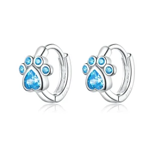 (image for) Pandora Style Silver Caring Dog Paw Hoop Earrings - SCE670