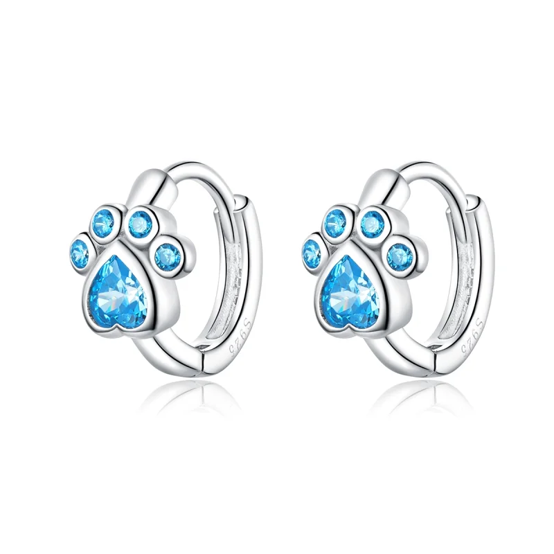 (image for) Pandora Style Silver Caring Dog Paw Hoop Earrings - SCE670 - Product Image