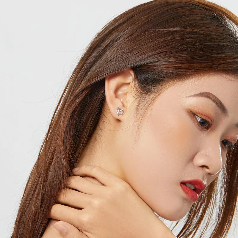 (image for) Pandora Style Silver Caring Dog Paw Stud Earrings - SCE654-Pk - View 8