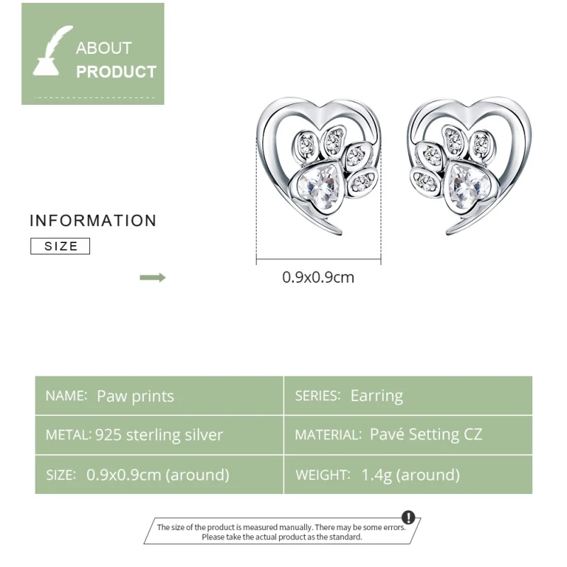 (image for) Pandora Style Silver Caring Dog Paw Stud Earrings - SCE654-Wh - View 2