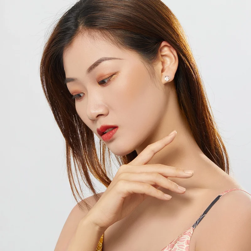 (image for) Pandora Style Silver Caring Dog Paw Stud Earrings - SCE654-Wh - View 5