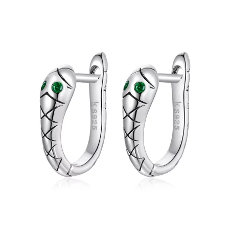 Pandora Style Silver Cartoon Snake Hoop Earrings - SCE1104