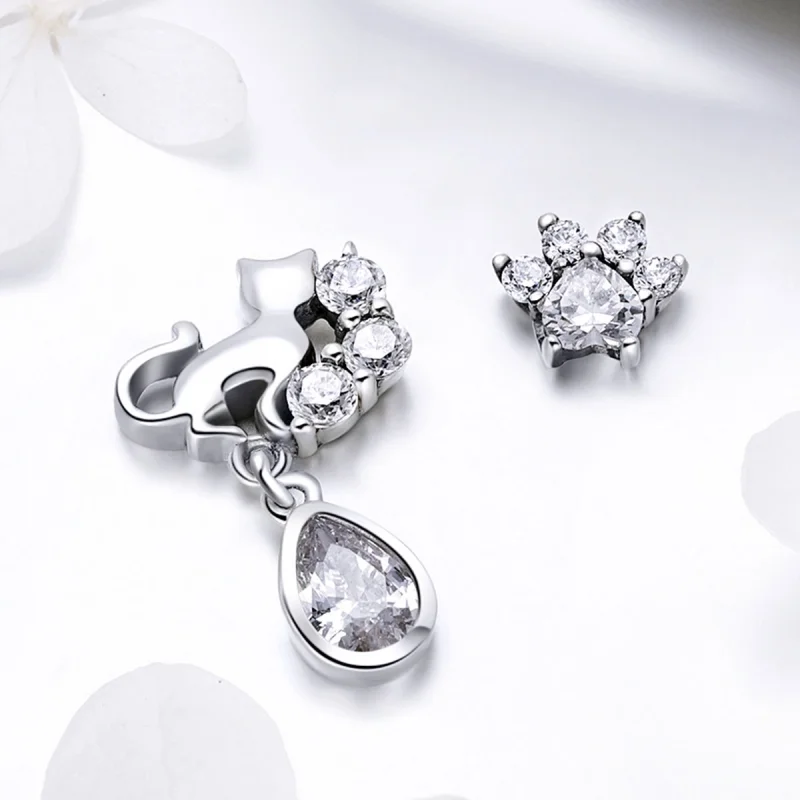 (image for) Pandora Style Silver Cat Companionship Stud Earrings - SCE424 - View 5