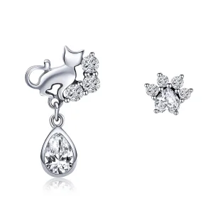 (image for) Pandora Style Silver Cat Companionship Stud Earrings - SCE424