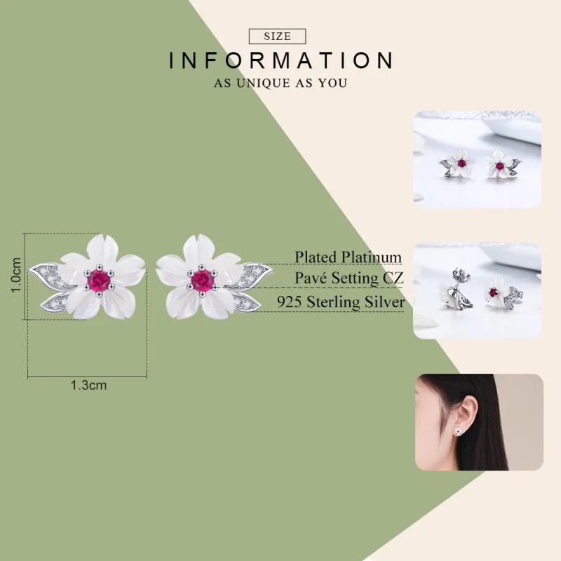 (image for) Pandora Style Silver Cherry Blossom Stud Earrings - BSE055 - View 7