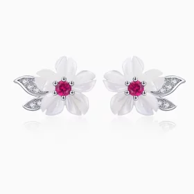 Pandora Style Silver Cherry Blossom Stud Earrings - BSE055 Pandora Style Silver Cherry Blossom Stud Earrings - BSE055