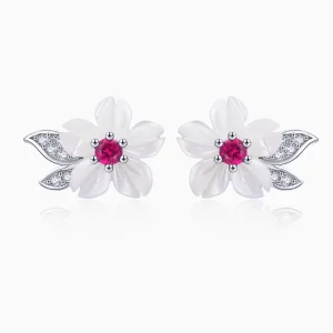 (image for) Pandora Style Silver Cherry Blossom Stud Earrings - BSE055