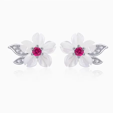 Pandora Style Silver Cherry Blossom Stud Earrings - BSE055 Pandora Style Silver Cherry Blossom Stud Earrings - BSE055