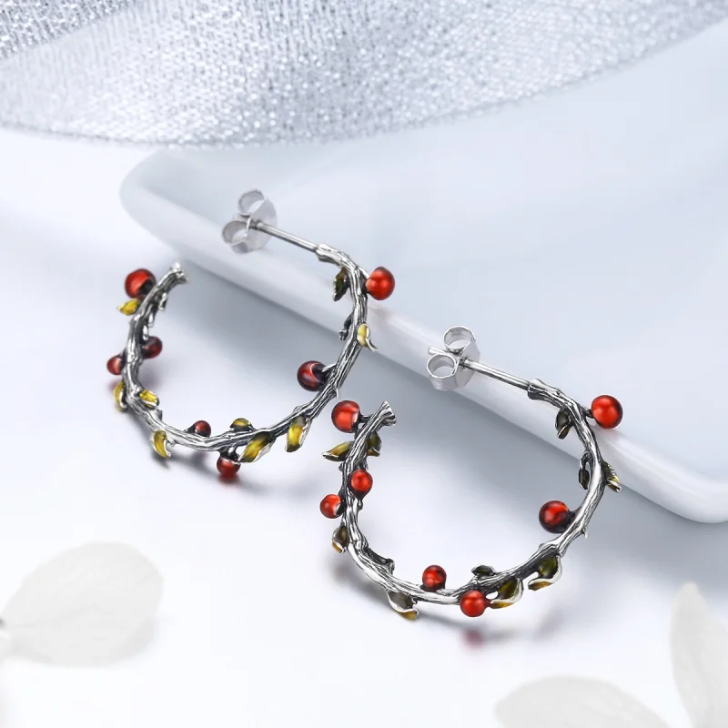 (image for) Pandora Style Silver Color of Autumn Hoop Earrings - SCE443 - View 2