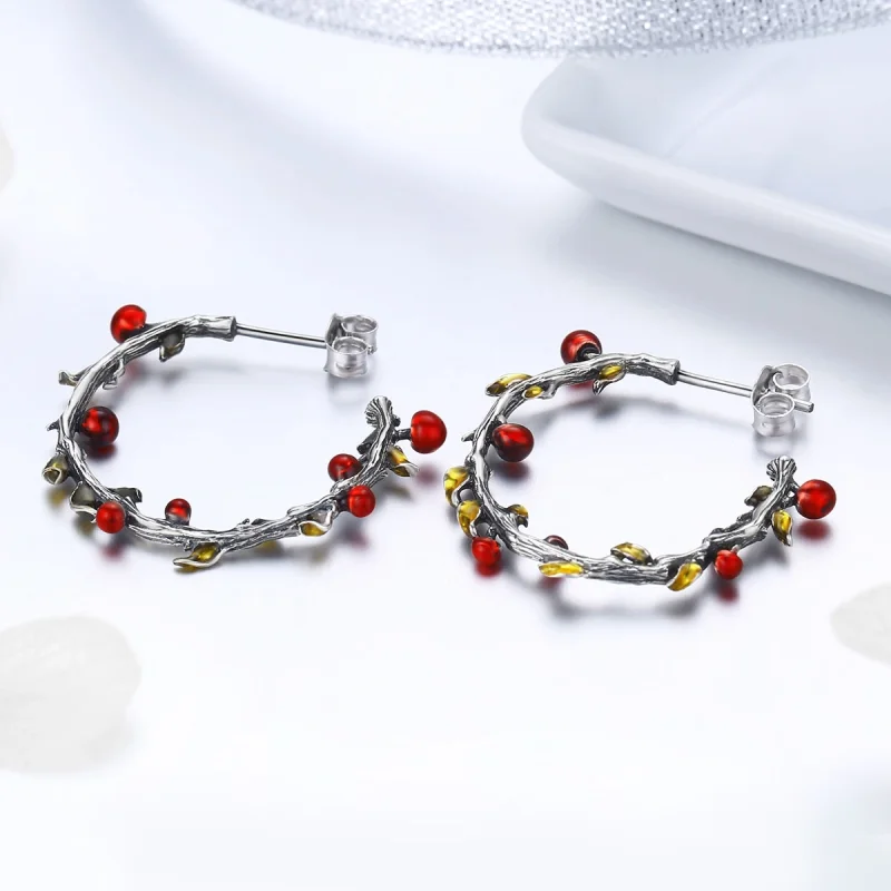 (image for) Pandora Style Silver Color of Autumn Hoop Earrings - SCE443 - View 4