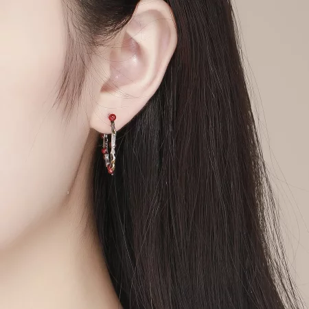 Pandora Style Silver Color of Autumn Hoop Earrings - SCE443