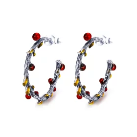Pandora Style Silver Color of Autumn Hoop Earrings - SCE443 Pandora Style Silver Color of Autumn Hoop Earrings - SCE443