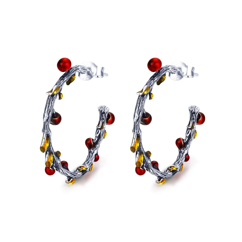 (image for) Pandora Style Silver Color of Autumn Hoop Earrings - SCE443 - Product Image