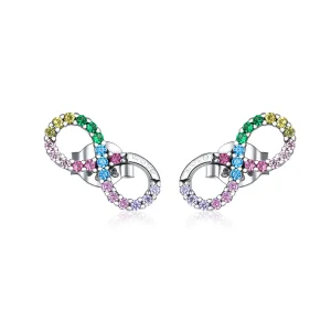(image for) Pandora Style Silver Colorful Symbol of Infinity Stud Earrings - SCE893