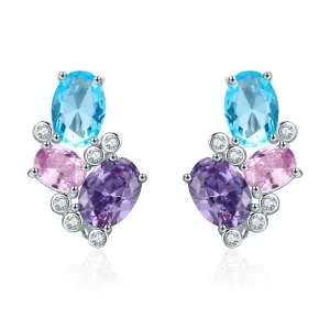 (image for) Pandora Style Silver Colorful Zircon Stud Earrings - SCE579