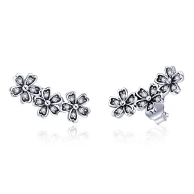 Pandora Style Silver Contracted Daisy Stud Earrings - SCE419