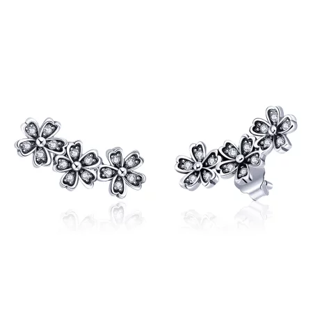 Pandora Style Silver Contracted Daisy Stud Earrings - SCE419