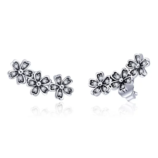 Pandora Style Silver Contracted Daisy Stud Earrings - SCE419