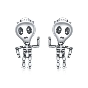 (image for) Pandora Style Silver Cool Skeleton Stud Earrings - SCE1110