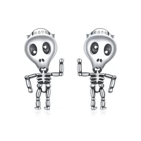 Pandora Style Silver Cool Skeleton Stud Earrings - SCE1110
