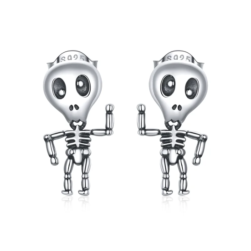 (image for) Pandora Style Silver Cool Skeleton Stud Earrings - SCE1110 - Product Image