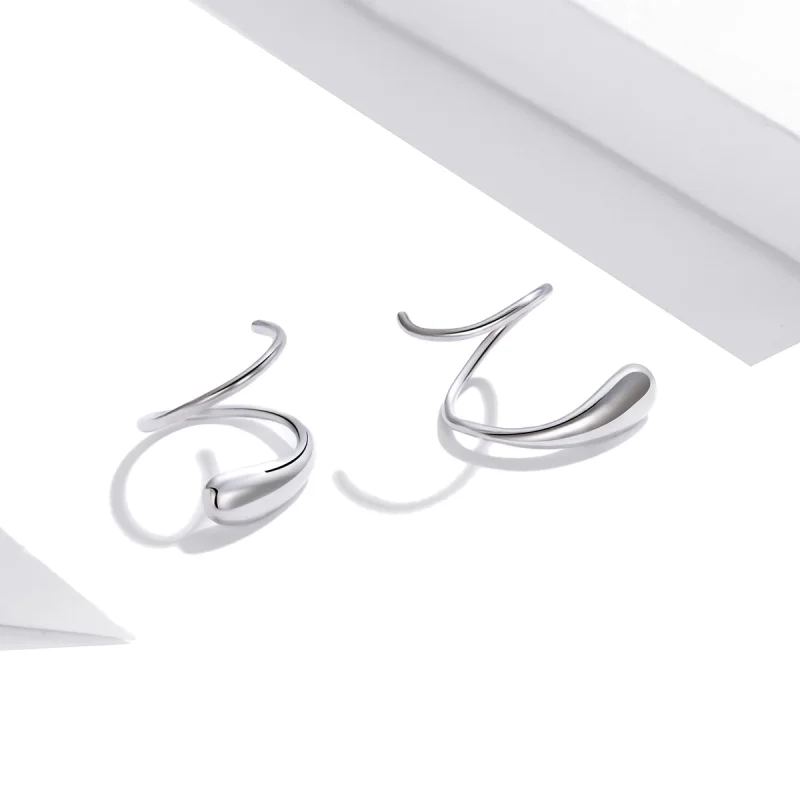 (image for) Pandora Style Silver Creative Water Droplets Stud Earrings - SCE1130 - View 2