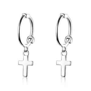 (image for) Pandora Style Silver Cross Hanging Earrings - SCE547