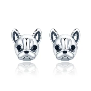 (image for) Pandora Style Silver Cute Bulldog Stud Earrings - SCE283