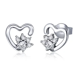 (image for) Pandora Style Silver Cute Cat Paw Stud Earrings - SCE415