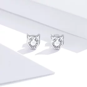 Pandora Style Silver Cute Cat Stud Earrings - SCE899 Pandora Style Silver Cute Cat Stud Earrings - SCE899